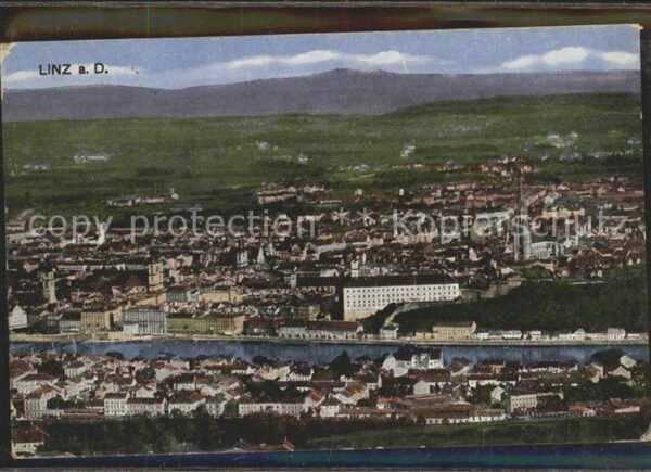 Linz Donau Gesamtansicht mit Dom