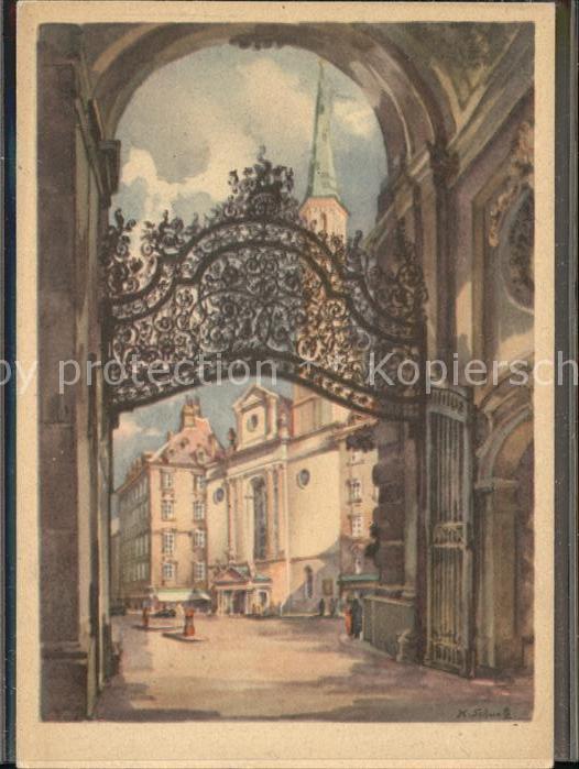 Wien Burgtor Künstlerkarte nach Aquarell von