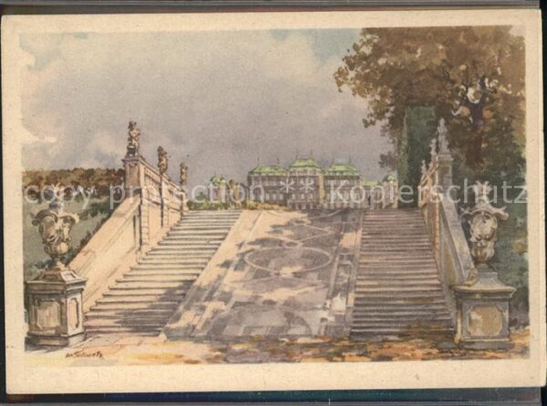Wien Schloss Belvedere Künstlerkarte nach Aq