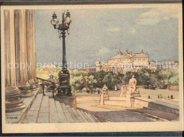 Wien Blick auf das Burgtheater Künstlerkarte