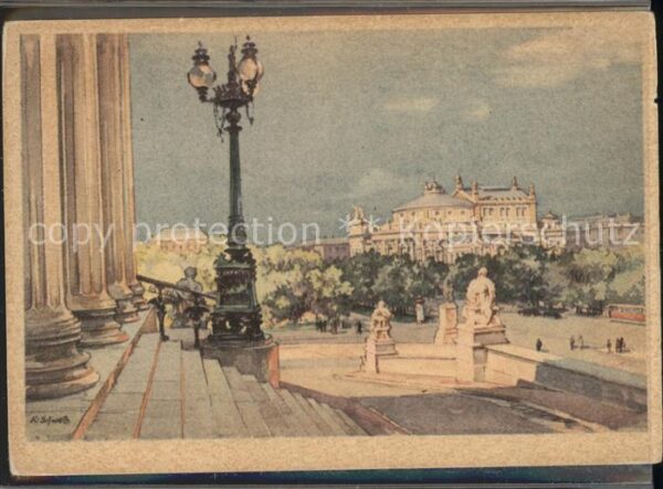 Wien Blick auf das Burgtheater Künstlerkarte