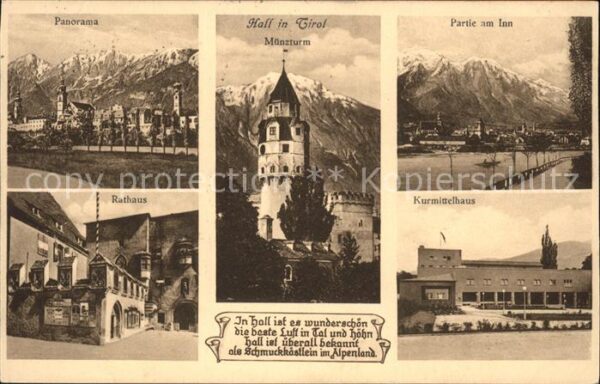 Hall Tirol Panorama Münzturm Innpartie Rathaus Kur