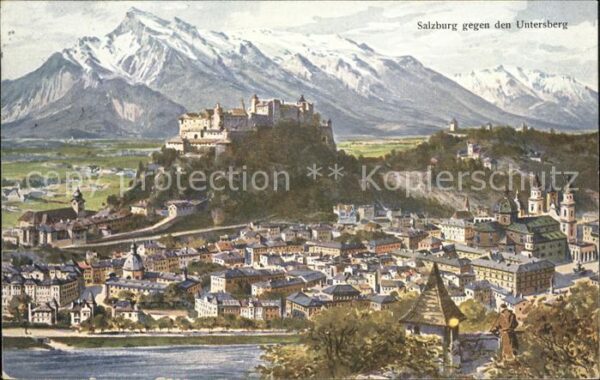 Salzburg Oesterreich Stadtblick mit Festung Hohensalzburg un