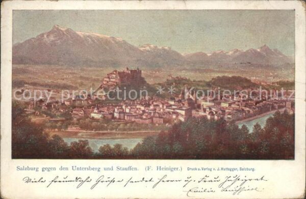 Salzburg Oesterreich mit Festung Hohensalzburg Untersberg un