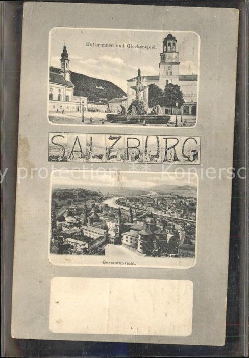 Salzburg Oesterreich Gesamtansicht Hofbrunnen mit Glockenspi