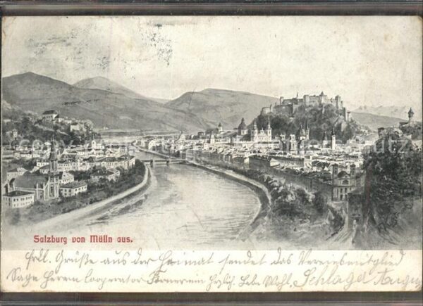 Salzburg Oesterreich Stadtblick von Mülln mit Festung Hohens