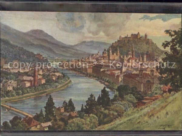 Salzburg Oesterreich Stadtblick von Mülln mit Festung Hohens
