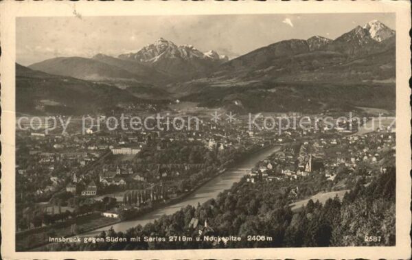 Innsbruck Panorama gegen Süden mit Serles Nockspi