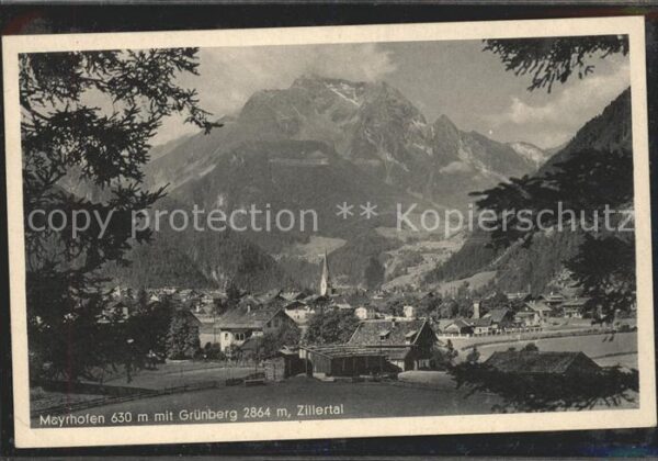 Mayrhofen Zillertal Panorama mit Grünberg