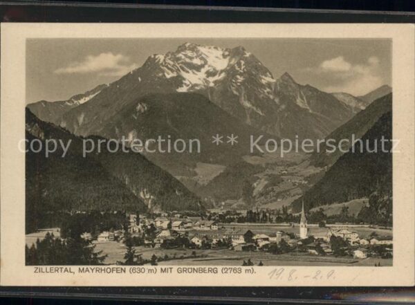 Mayrhofen Zillertal Panorama mit Grünberg