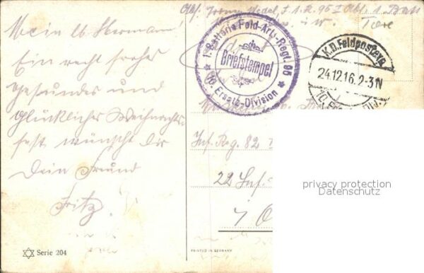 Pferde Stempel 1. Batterie Feld-Arti.-Regt. 95 – Bild 2