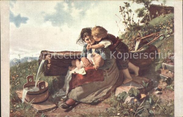 Kuenstlerkarte K. Grob Mutterglück Nr. 1023 Kinder