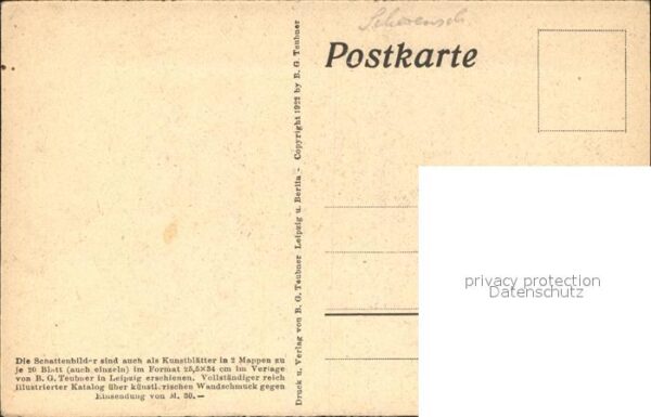 Scherenschnitt Schattenbildkarte Diefenbach Götti Jugend II. Bl. 25 Frau – Bild 2