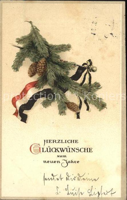Neujahr Schwarz-Weiss-Rot Kiefernzapfen
