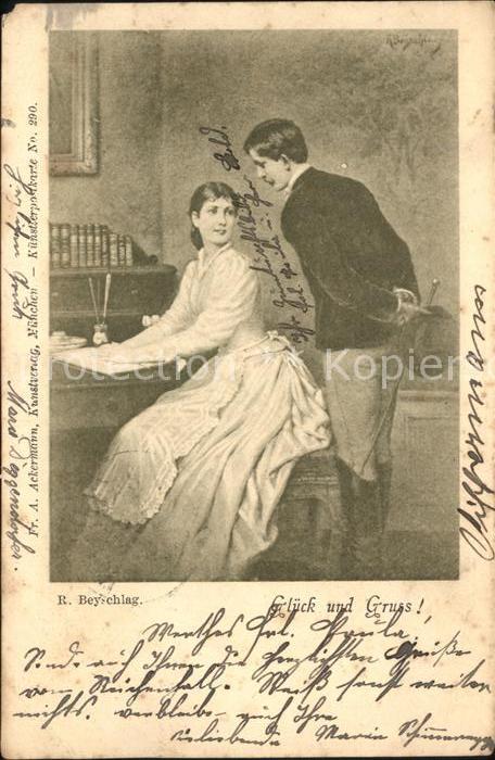 Verlag Ackermann Kuenstlerpostkarte Nr. 290 R. Beyschlag Glück und Gruss