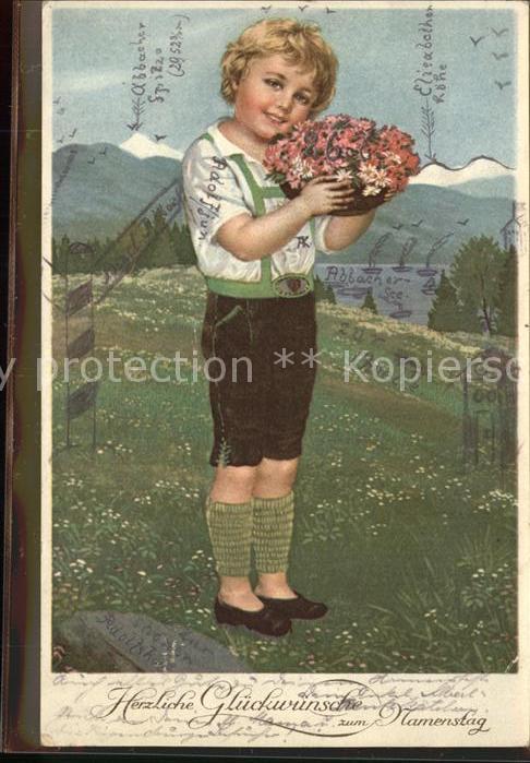 Namenstag Namenskarte Kind Junge Blumen