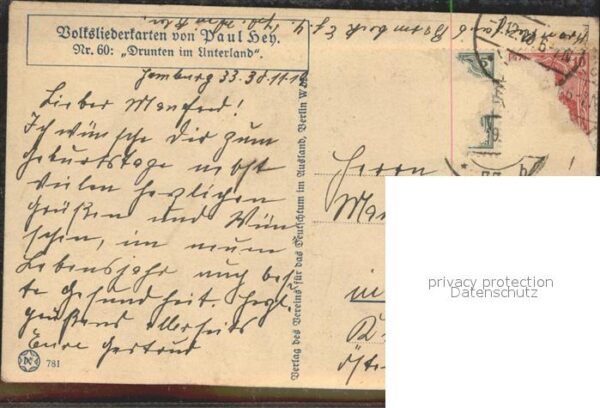 Hey Paul Nr. 60 Volksliederkarte Drunten im Unterlan – Bild 2