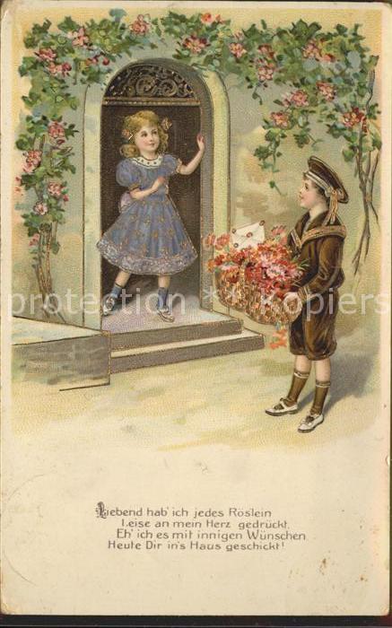 Kinder Child Enfants Gedicht Blumen Brief