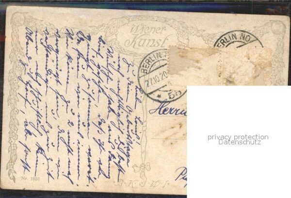 Verlag Wiener Kunst Nr. 1933 Leop. Burger Frühling Paar Pfeife – Bild 2