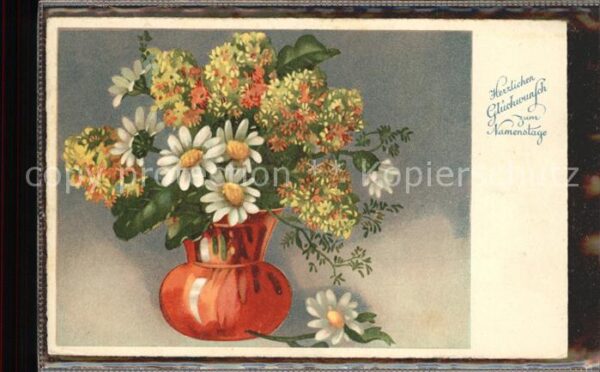 Namenstag Namenskarte Glückwunsch Blumen Margeriten