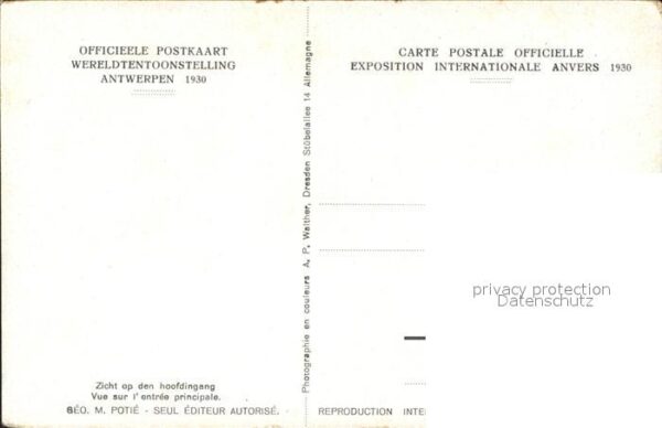 Exposition Internationale Anvers 1930 Vue sur l'entree principale – Bild 2
