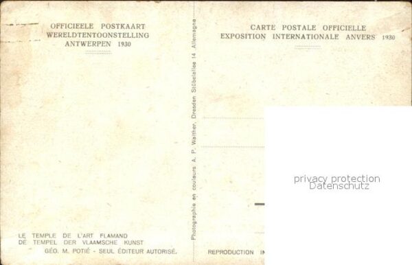 Exposition Internationale Anvers 1930 Temple de l'art flamand – Bild 2