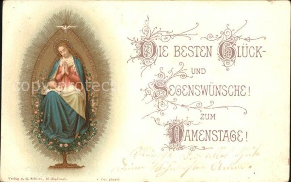 Namenstag Namenskarte Taube Jesus Christus Heilige Maria