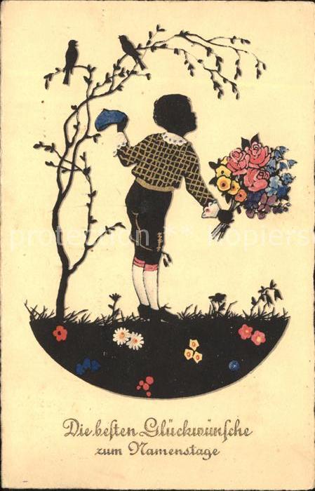 Namenstag Namenskarte Raben Rosen Kinder
