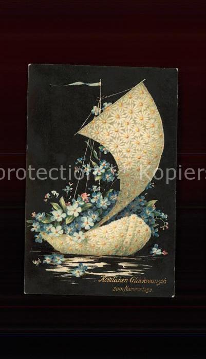 Namenstag Namenskarte Blumen Schiff