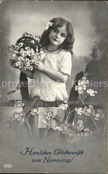 Namenstag Namenskarte Kind Mädchen Glückwunsch Blumen