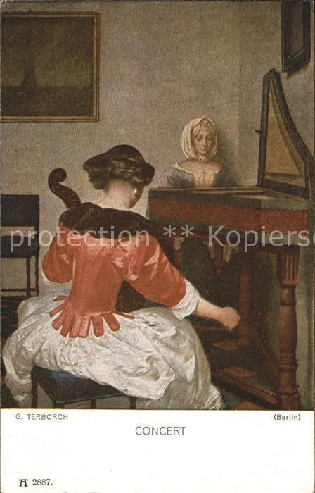 Verlag Ackermann Kuenstlerpostkarte Nr. 2887 Concert G. Terborch Cello Klavier