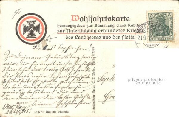 Auguste Victoria Kaiserin Künstlerkarte Spendenkarte Landesheeres – Bild 2