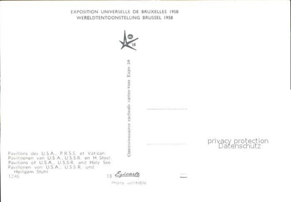 Exposition Universelle Bruxelles 1958 Pavillon des U.S.A. U.S.S.R. Vatican – Bild 2