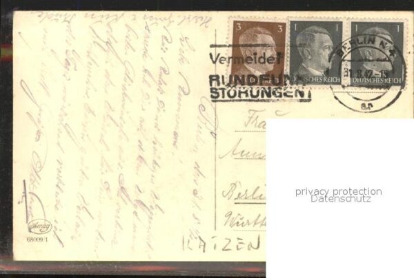 Verlag Amag Nr. 68009/1 Katze Rosen Fadenrolle – Bild 2