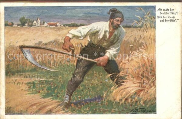 Landwirtschaft Sense Heu Künstlerkarte