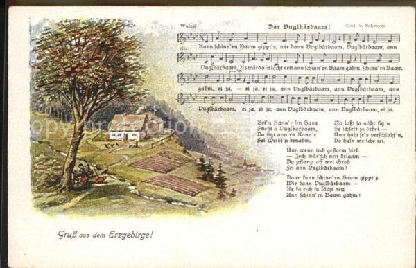 Liederkarte Dar Vuglbärbaam Erzgebirge Ged.v. Schre