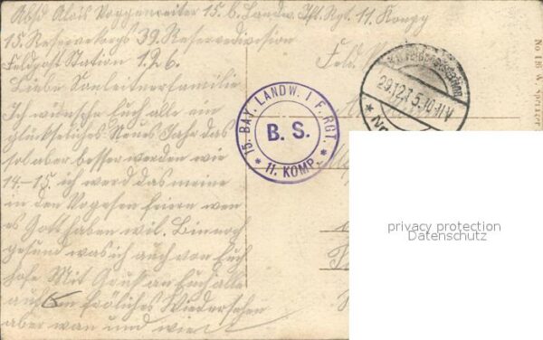 Tod Friedhof Stempel 15. Bay. Landw. I F. R – Bild 2