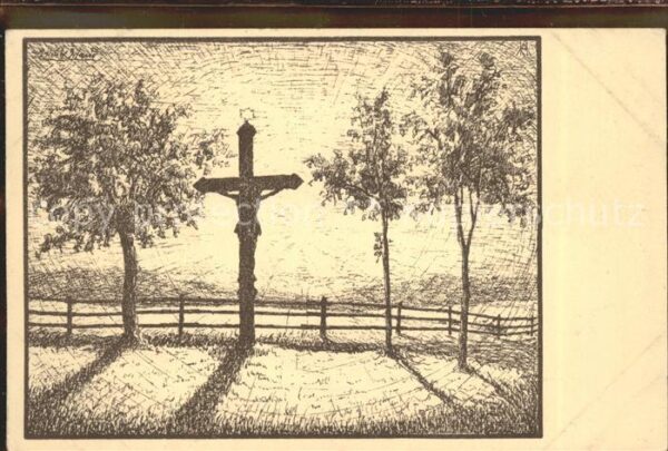 Jesus Christus Christentum Kreuz Künstlerkarte Erich W. Eiland Höh