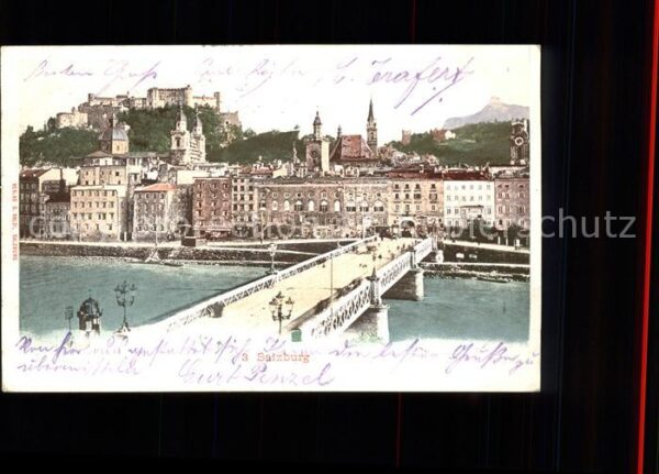 Salzburg Oesterreich Salzach Brücke Festung Hohensalzburg