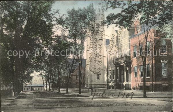 Clinton Massachusetts Grammar School showing Copgregational a
