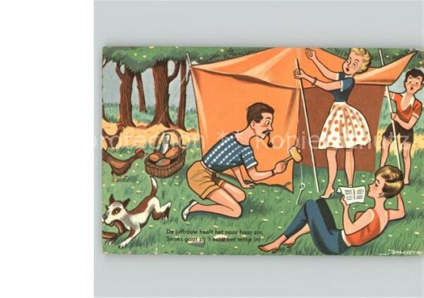 Camping Huhn Zelt Hund Pfeife Hammer