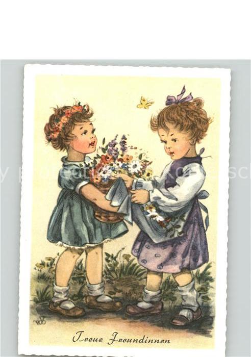 Kinder Child Enfants Schmetterling Blumen Freunde