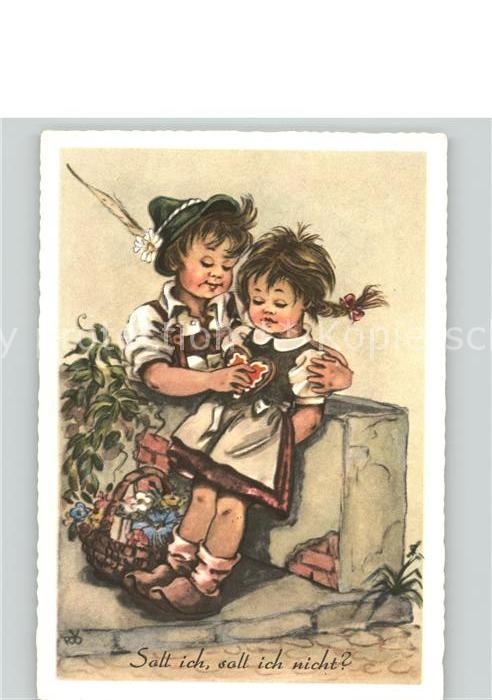 Kinder Child Enfants Blumen Herz Feder