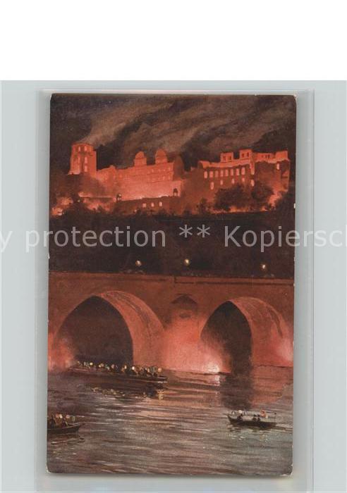 Heidelberg Neckar Schloss beleuchtet