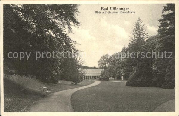 Bad Wildungen Blick auf die neue Wandelhalle (Stempel