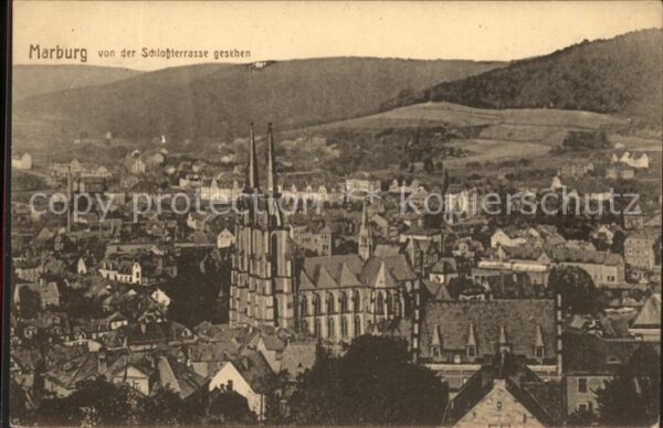Marburg Lahn Blick von der Schloßterrasse