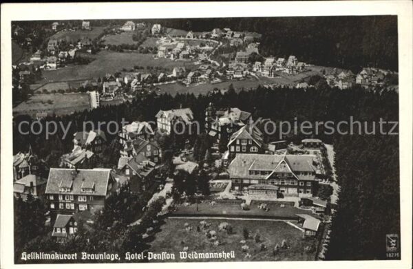Braunlage Luftaufnahme mit Hotel-Pension Weidmann