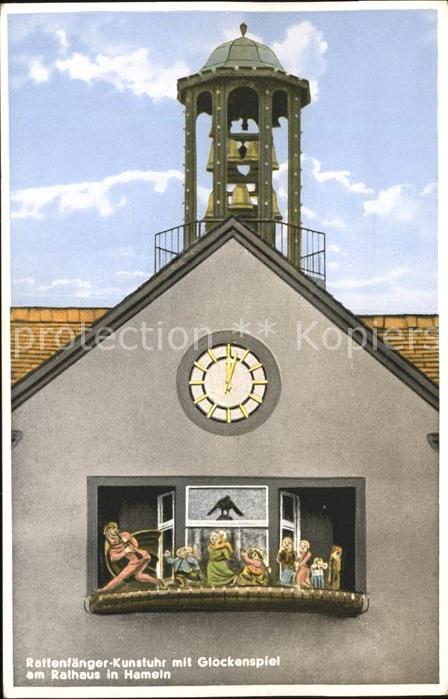 Hameln Weser Rattenfänger Kunstuhr mit Glockenspiel