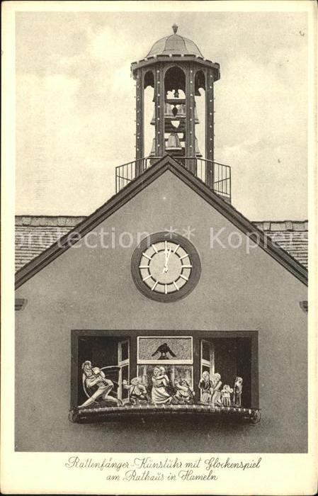 Hameln Weser Rattenfänger Kunstuhr mit Glockenspiel