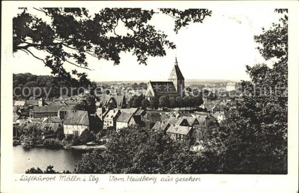 Moelln Lauenburg Ortsansicht mit Kirche vom Heidberg aus